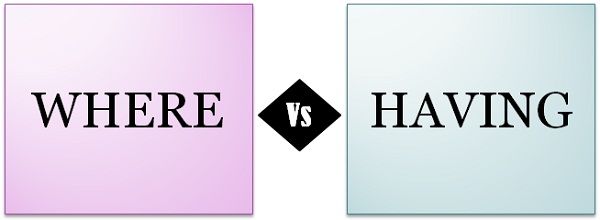 Difference between WHERE and HAVING clause